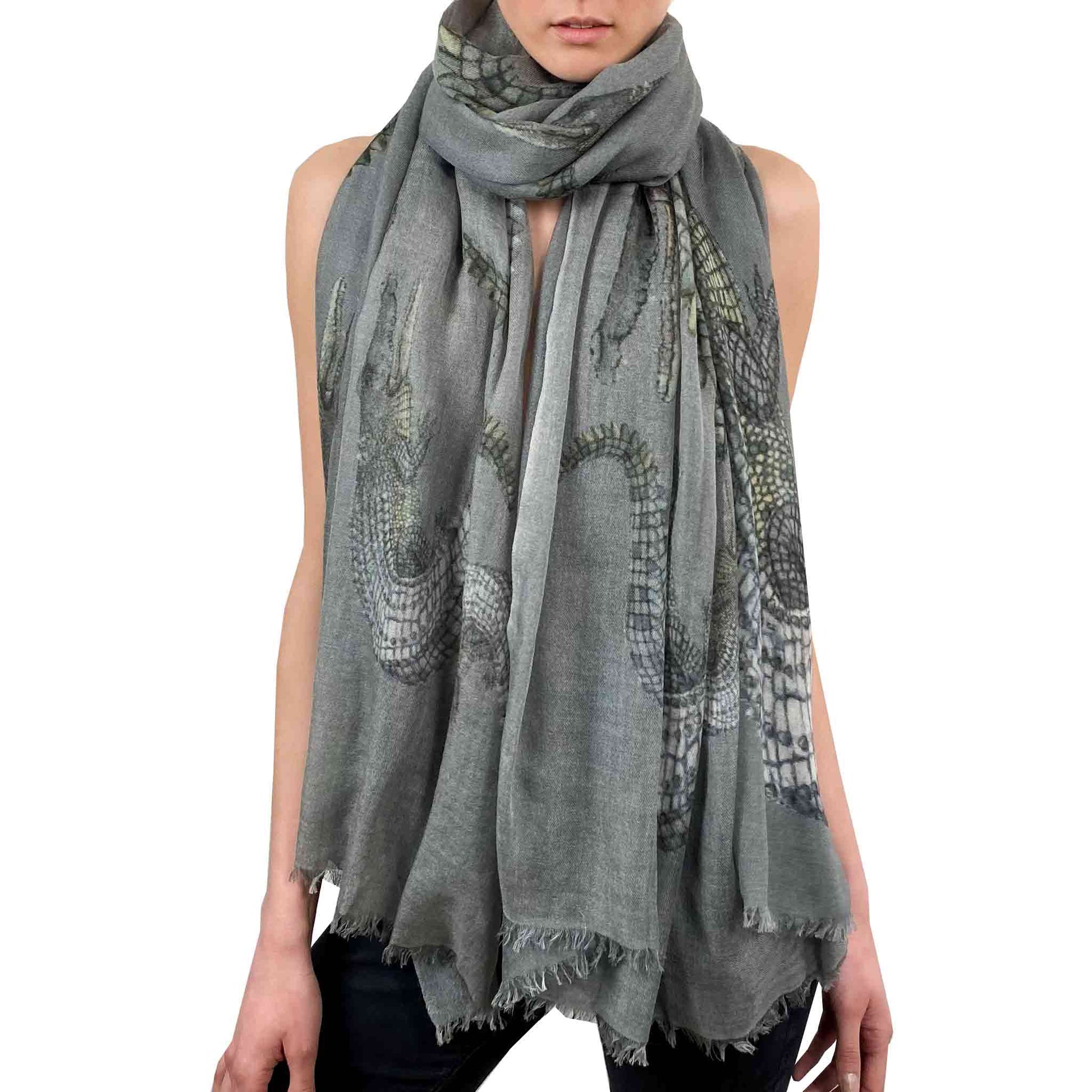 CROCODILE CASHMERE SCARF