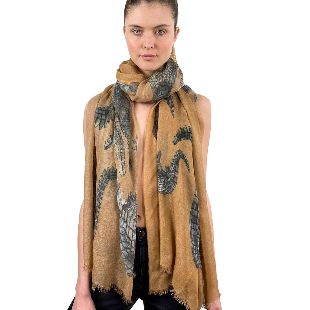 CROCODILE CASHMERE SCARF