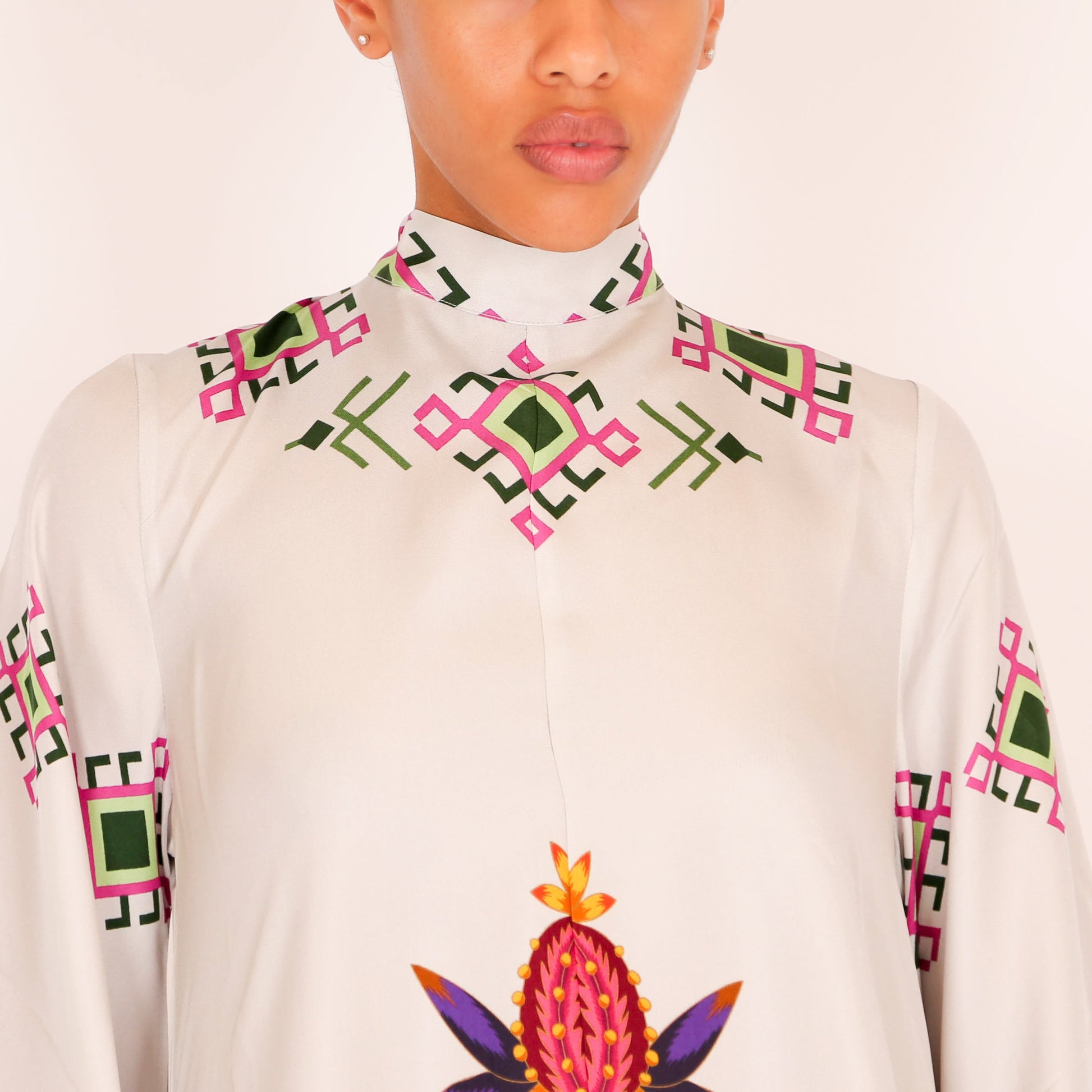 ETHNO FLORAL PRINCESS DRESS - mint