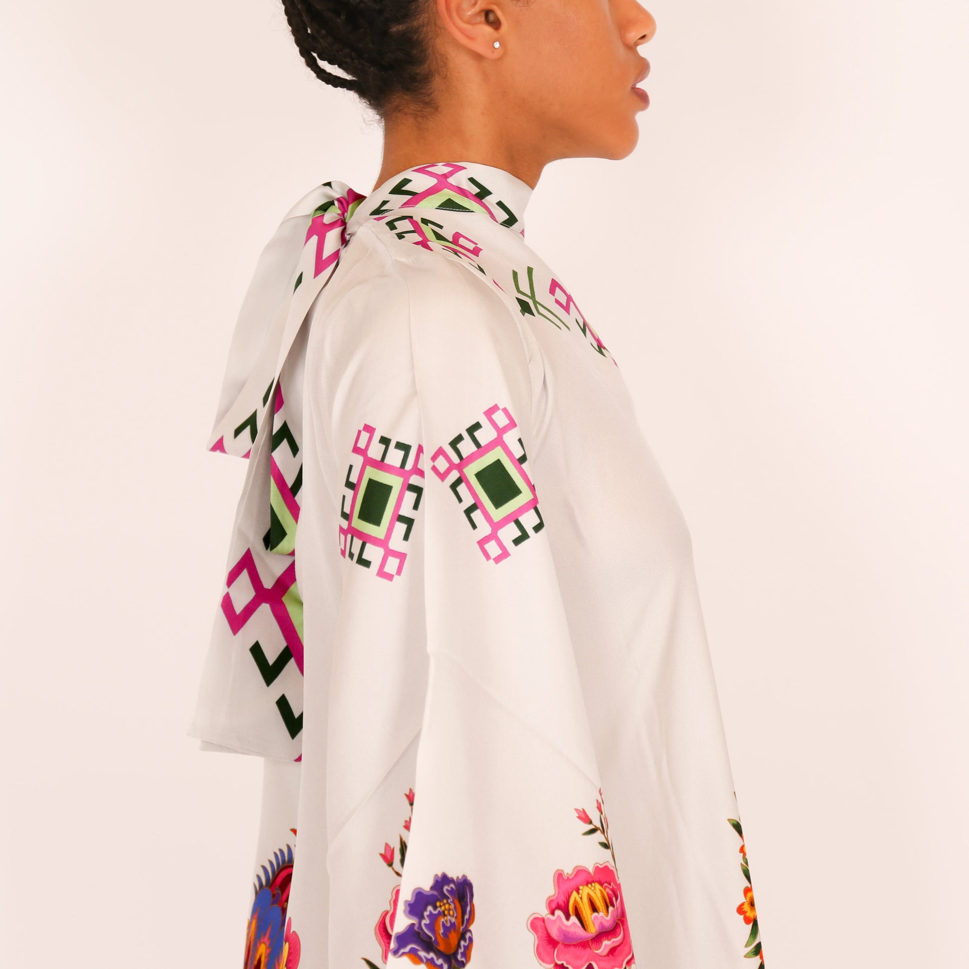 ETHNO FLORAL PRINCESS DRESS - mint