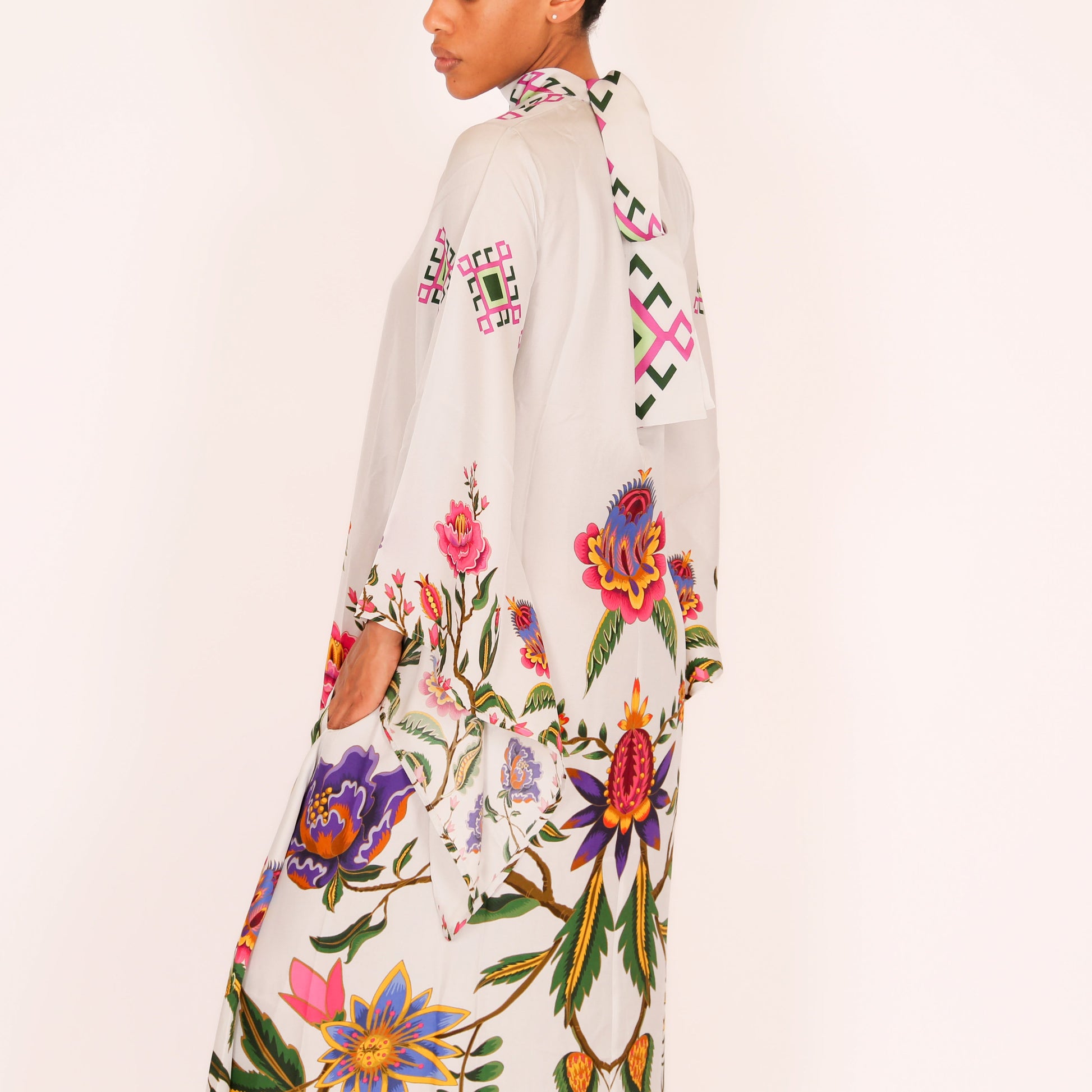 ETHNO FLORAL PRINCESS DRESS - mint