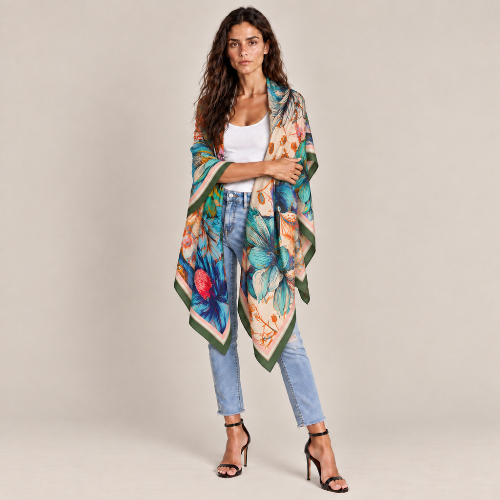 AQUARELLE CASHMERE SCARF - OFF WHITE