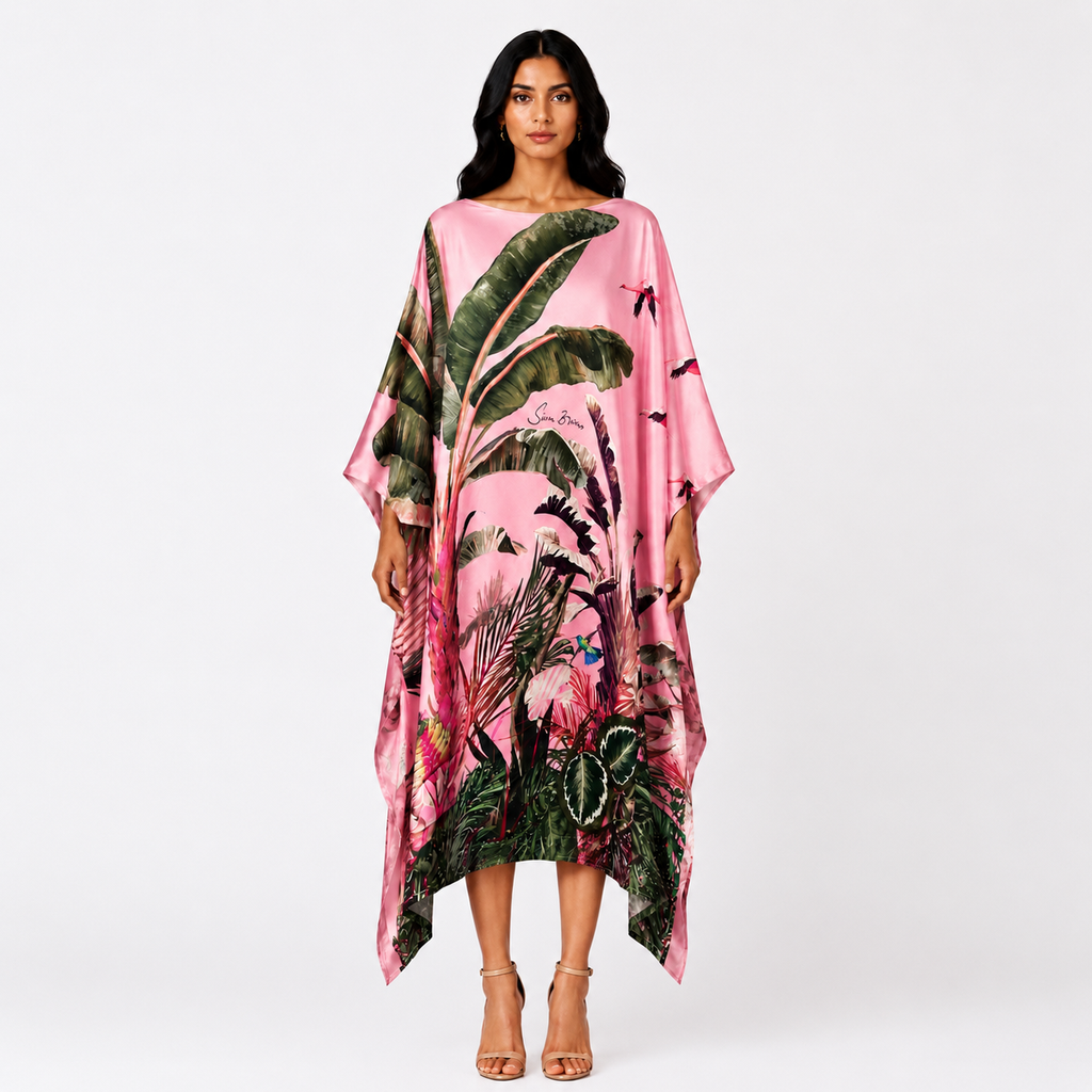 FLAMINGOS SILK TUNIC - LIGHT ROSE
