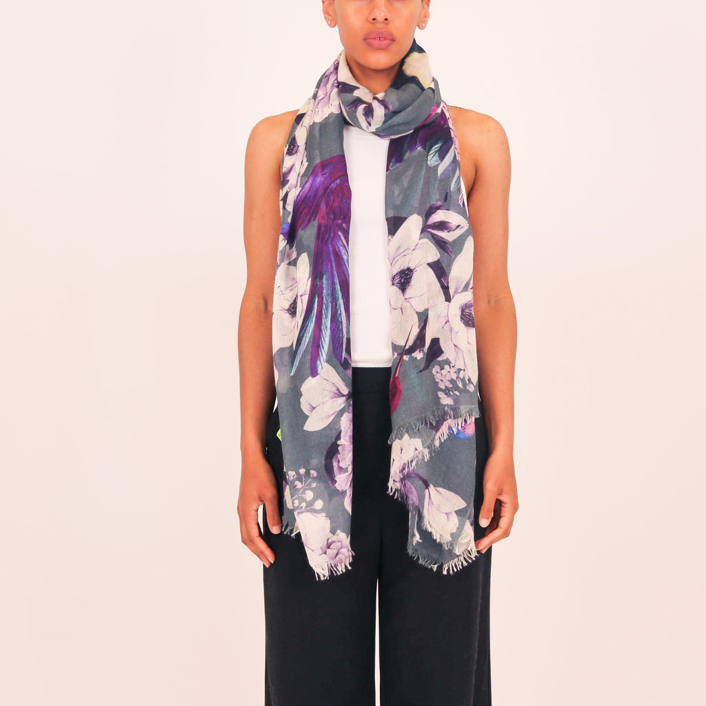 SUMMER BIRDS CASHMERE SCARF