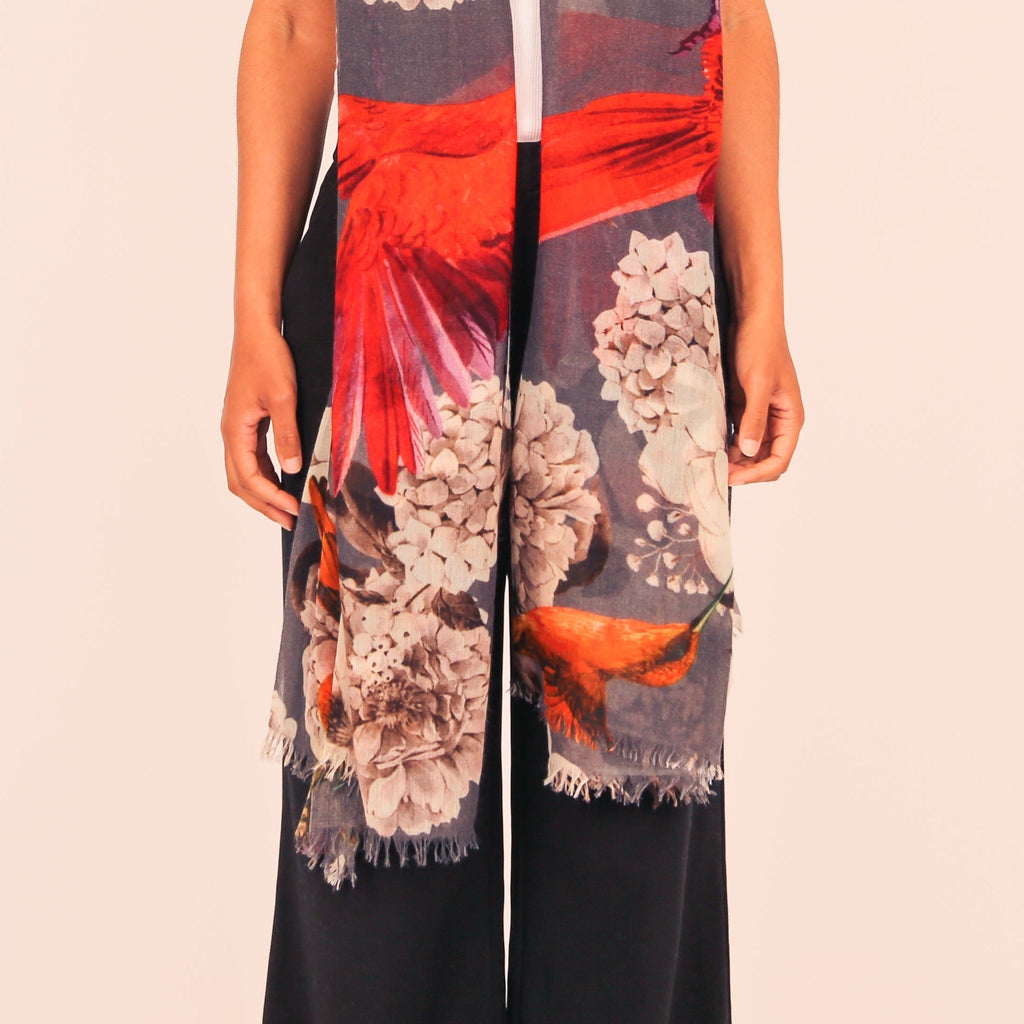 SUMMER BIRDS CASHMERE SCARF