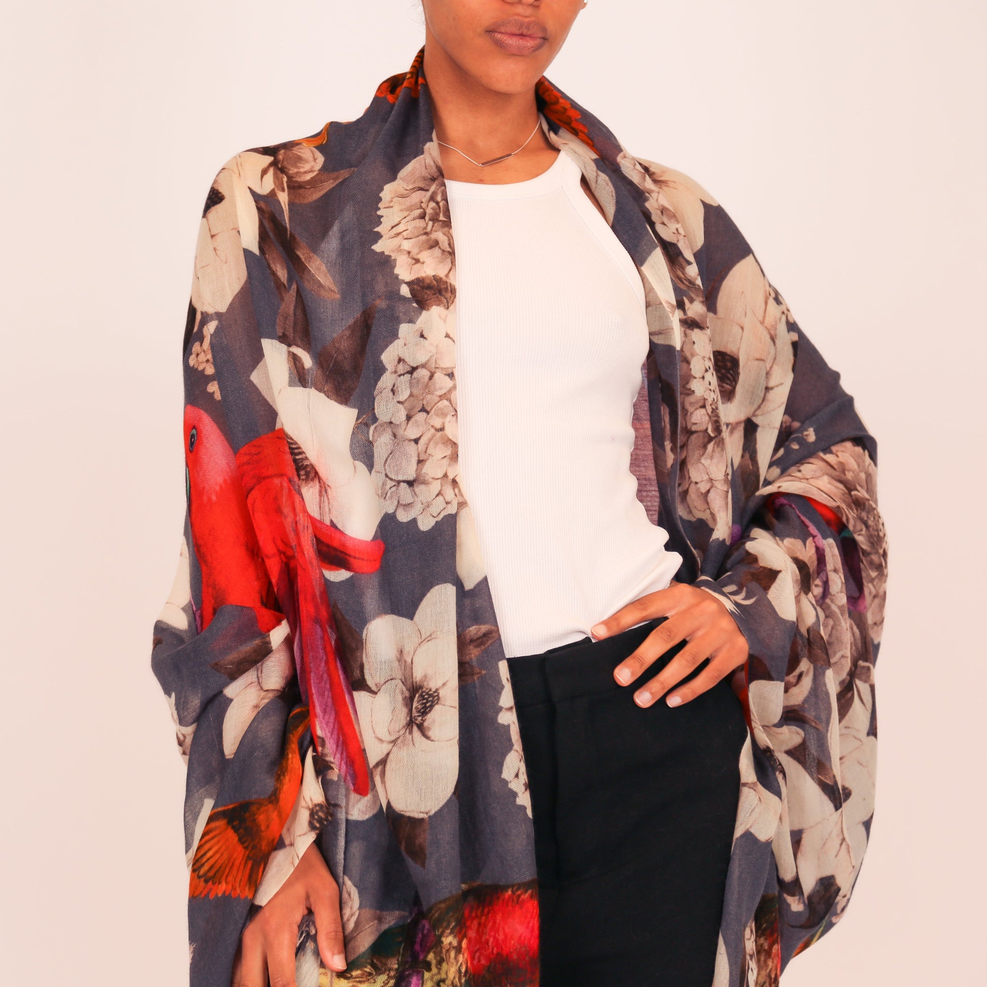 SUMMER BIRDS CASHMERE SCARF