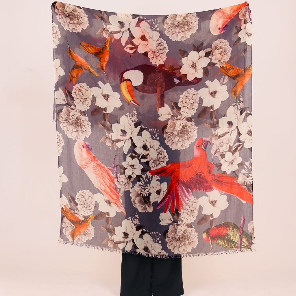 SUMMER BIRDS CASHMERE SCARF