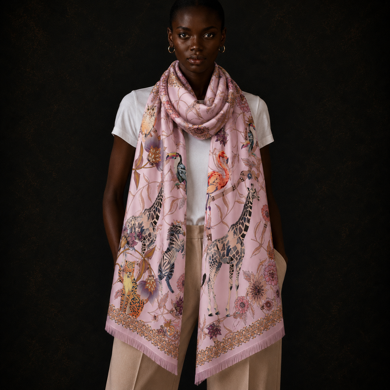 CANOPY CASHMERE SCARF - LIGHT ROSE