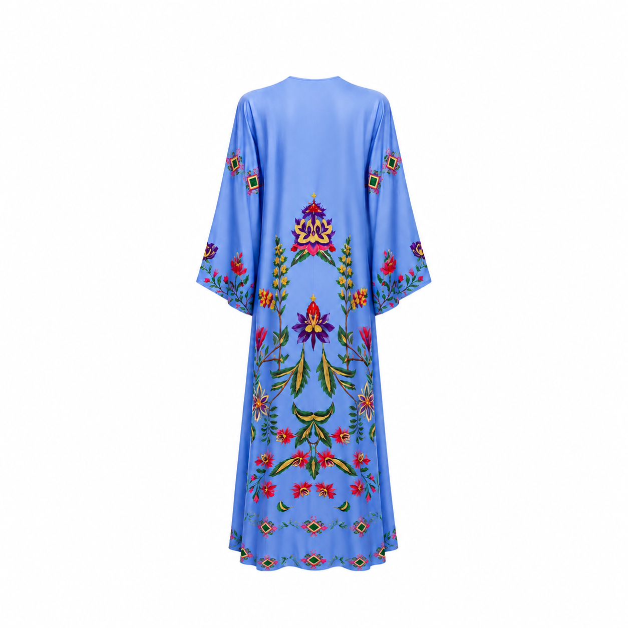 ETHNO FLORAL PRINCESS DRESS-BLUE