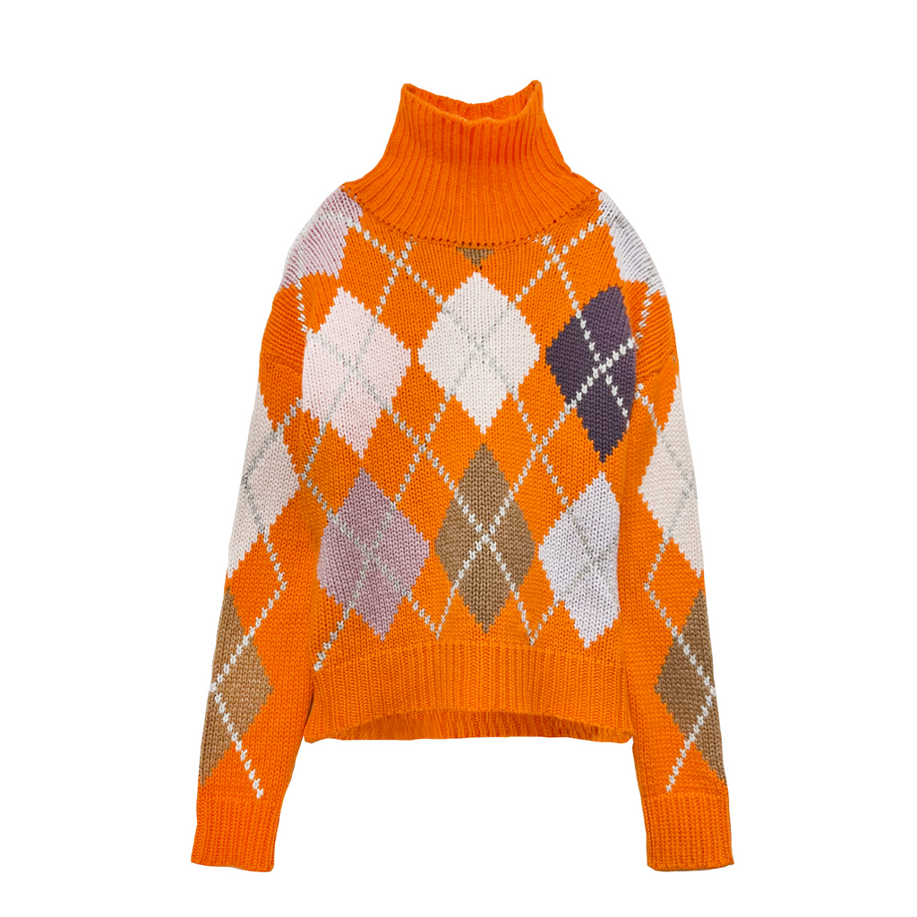 GABRIELLE EXTRA DIAMOND SWEATER - ORANGE/LUNAR