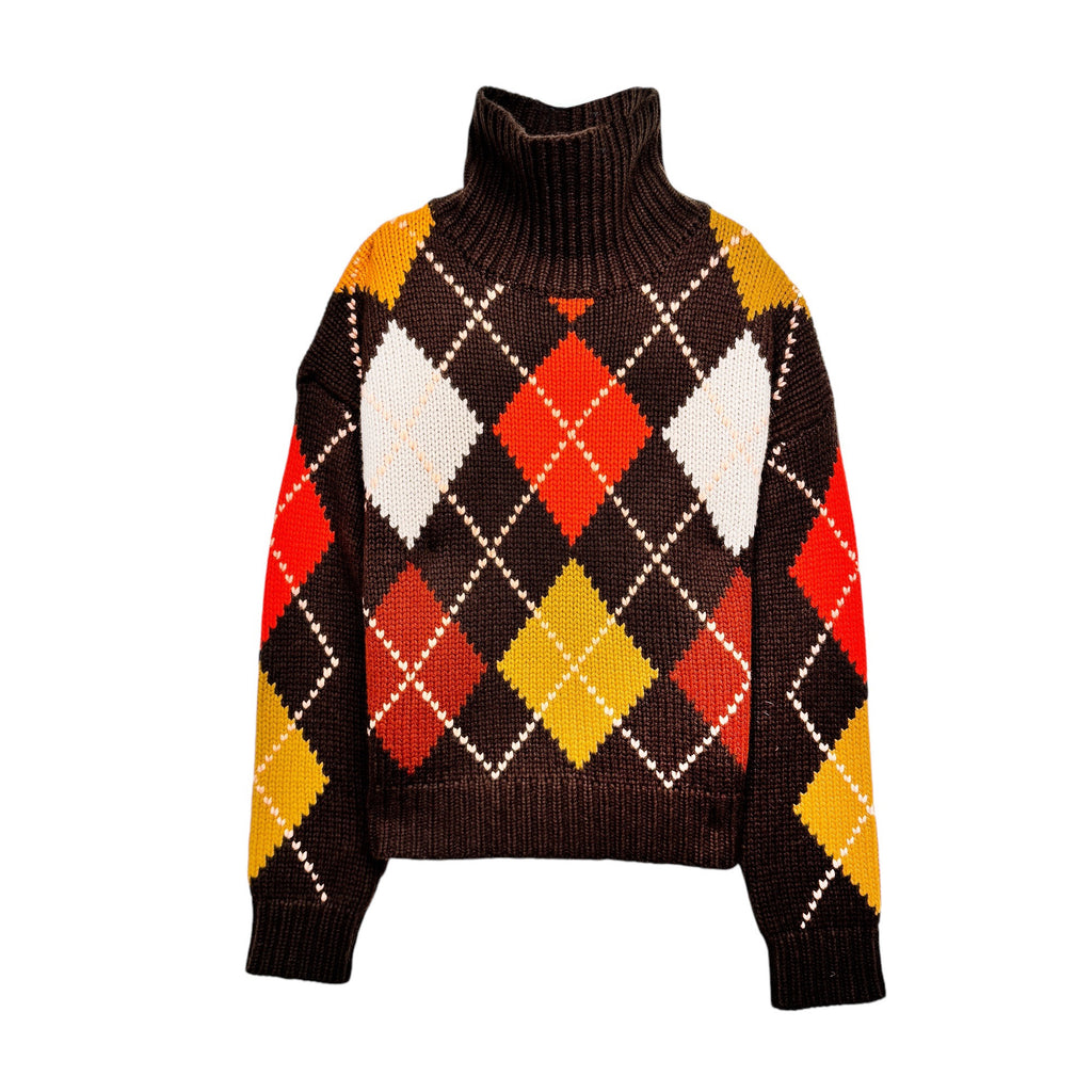 GABRIELLE EXTRA DIAMOND SWEATER - BROWN/ORANGE