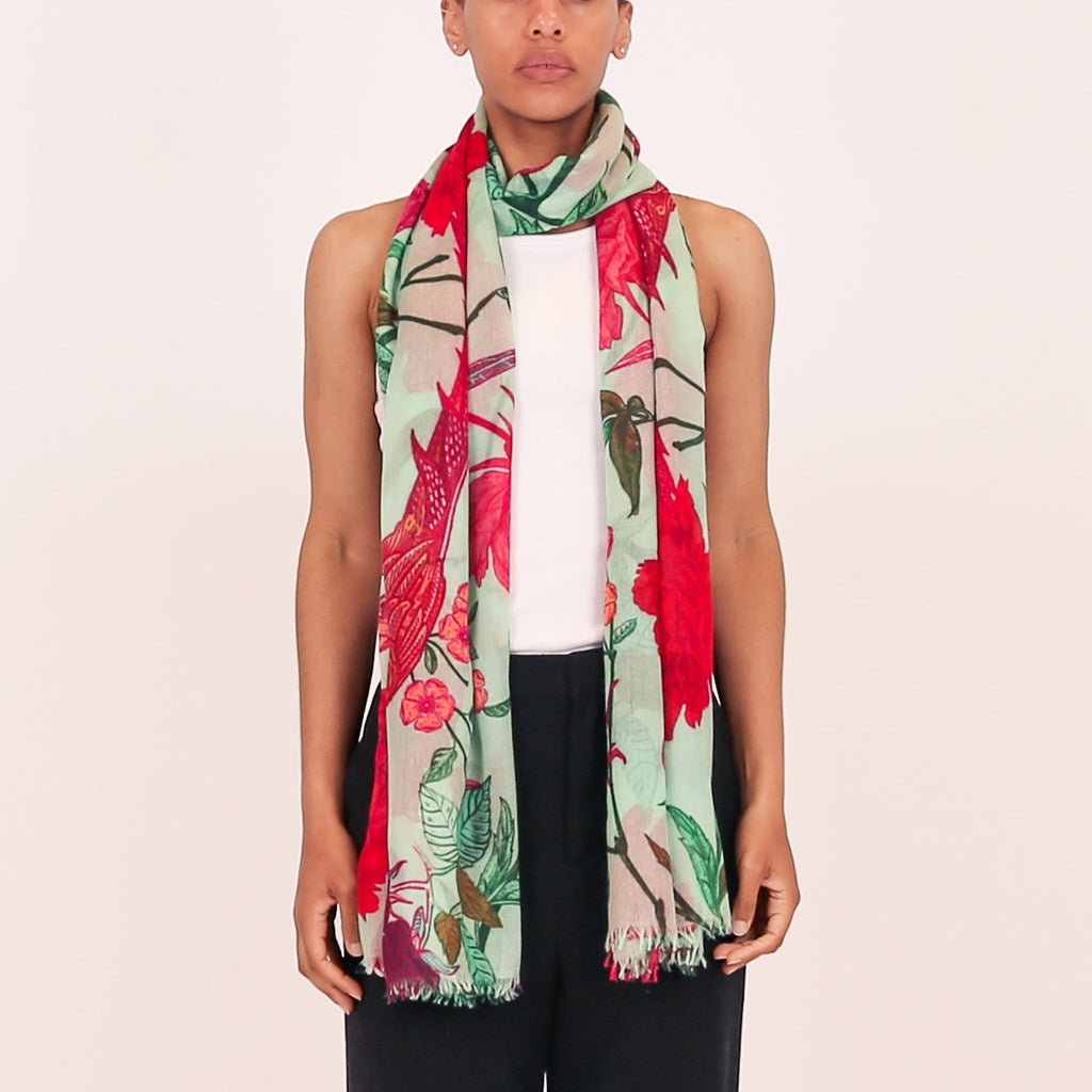 BIRD PARADISE CASHMERE SCARF