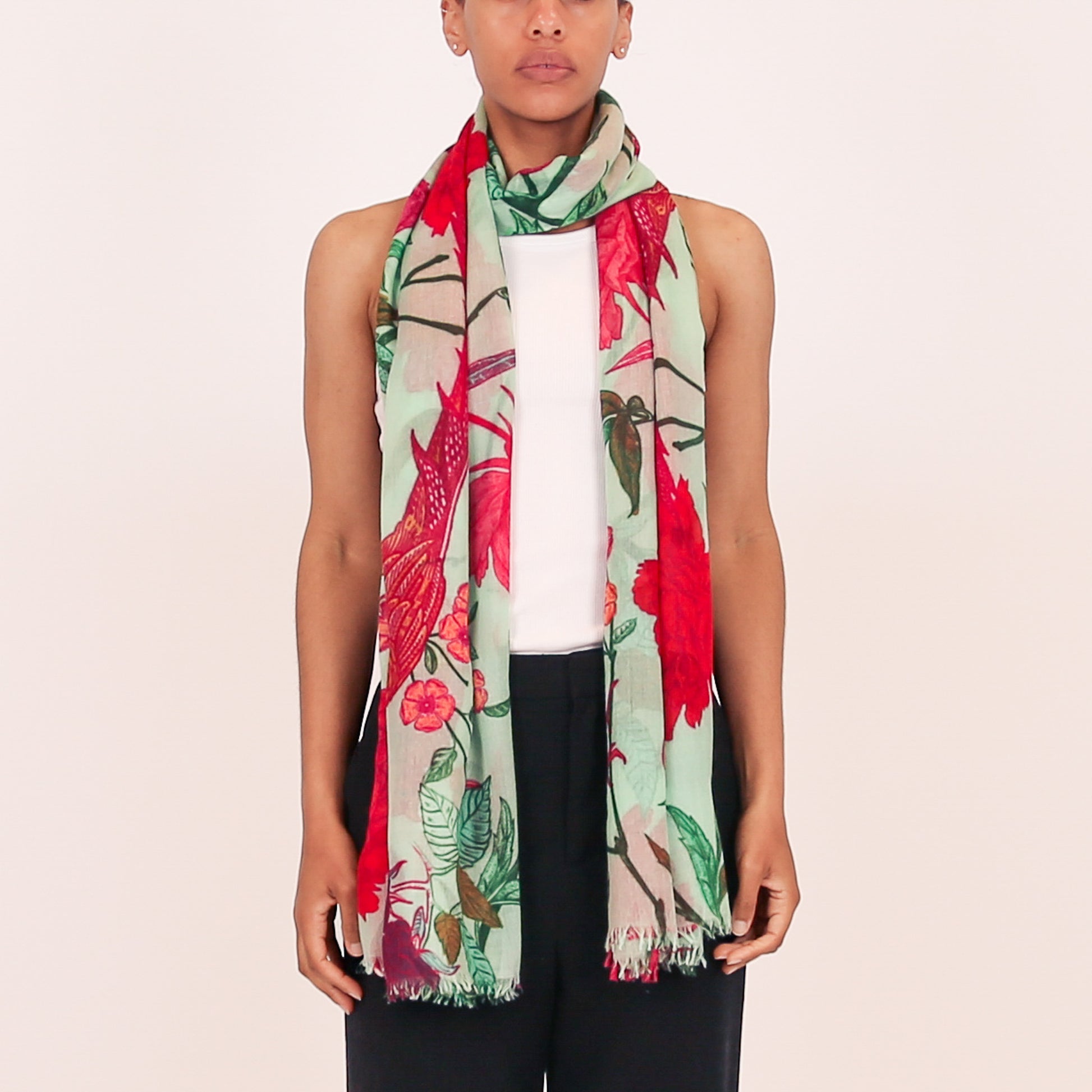 BIRD PARADISE CASHMERE SCARF