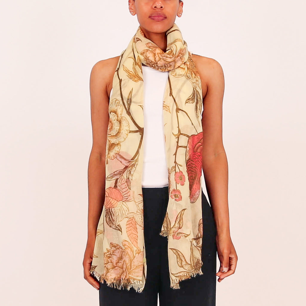 BIRD PARADISE CASHMERE SCARF