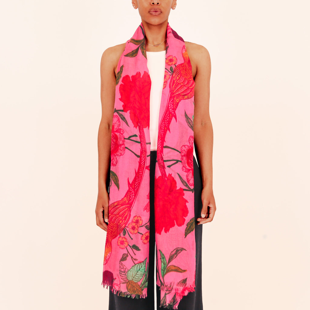 BIRD PARADISE CASHMERE SCARF
