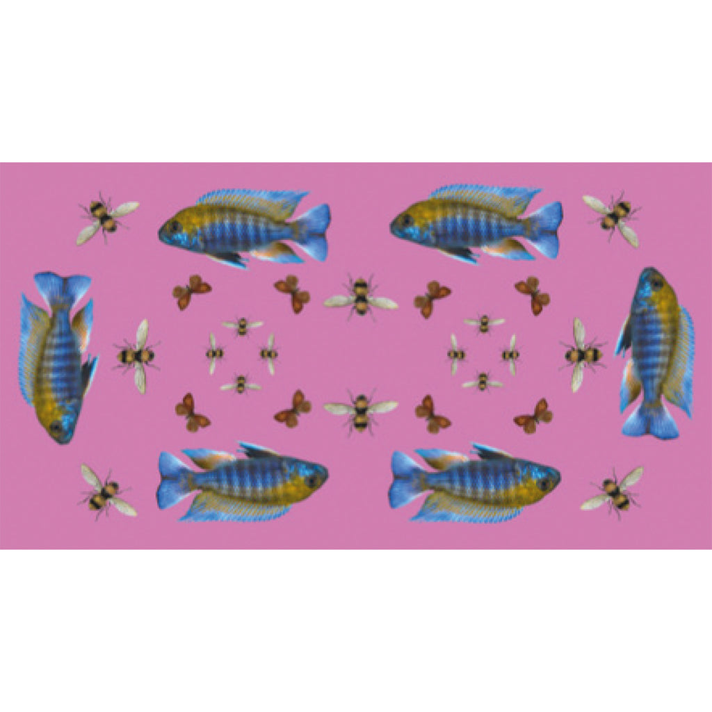 BUTTERFLY & FISH CASHMERE SCARF - PINK