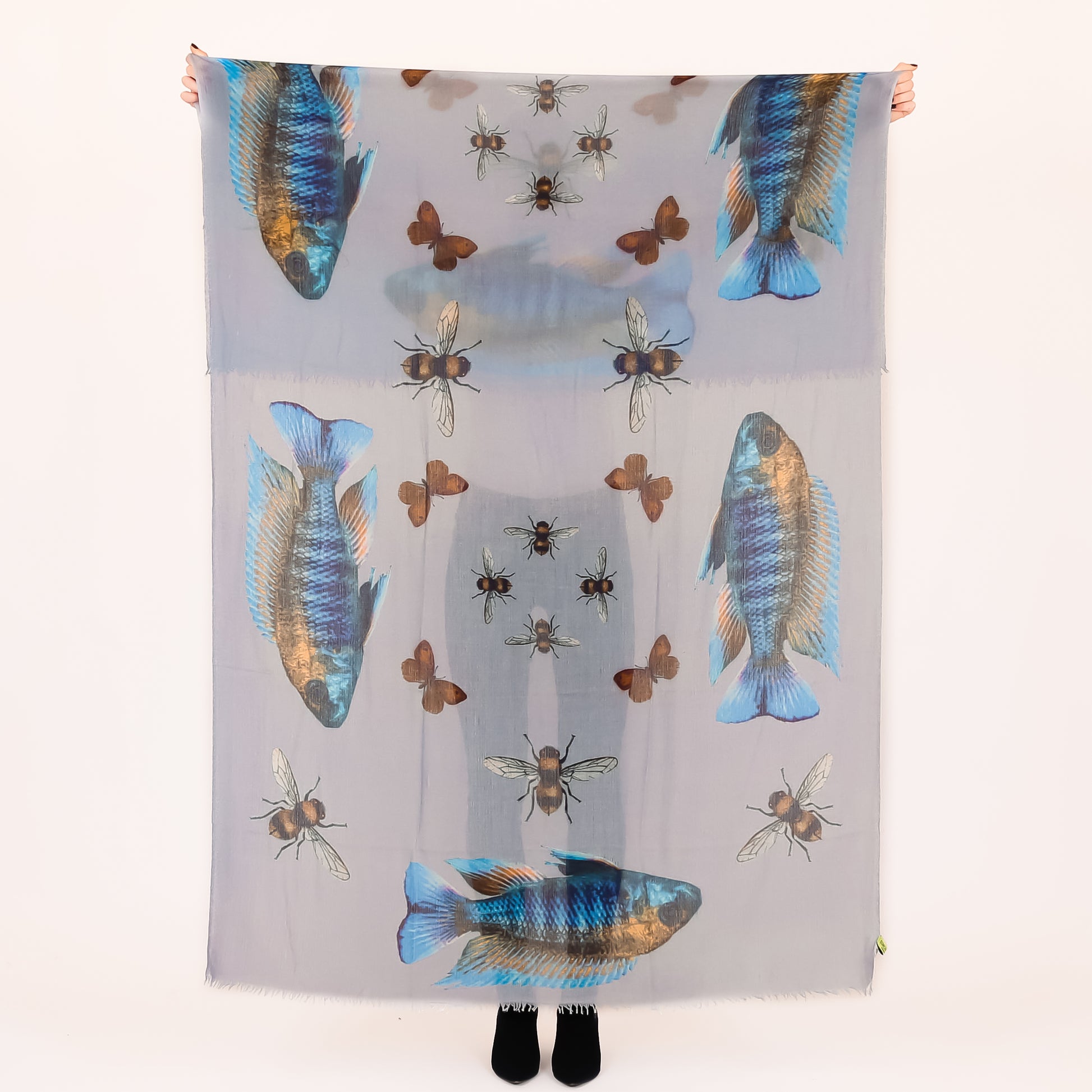 BUTTERFLY & FISH CASHMERE SCARF