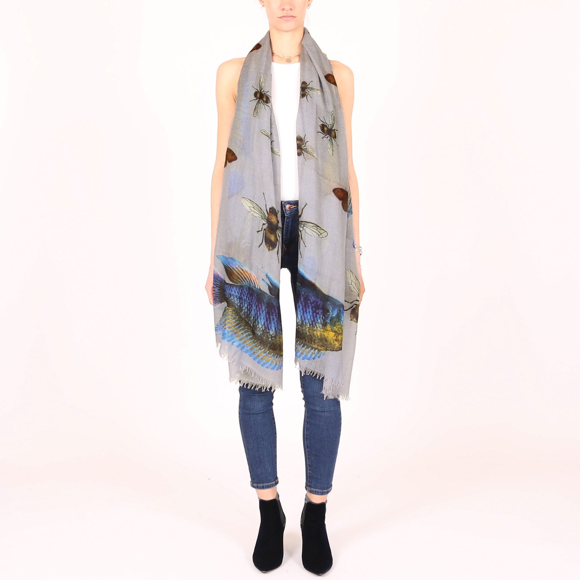 BUTTERFLY & FISH CASHMERE SCARF