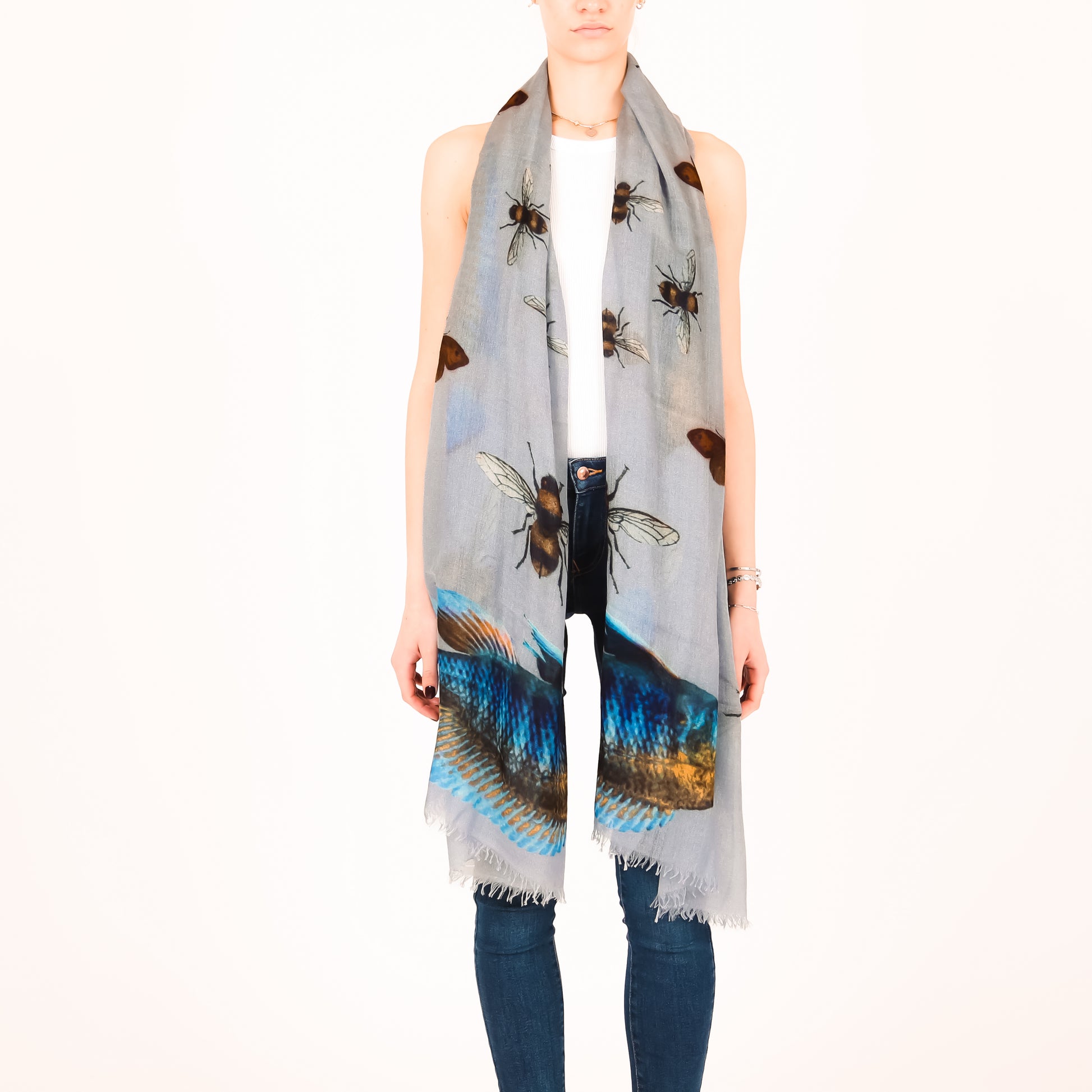 BUTTERFLY & FISH CASHMERE SCARF