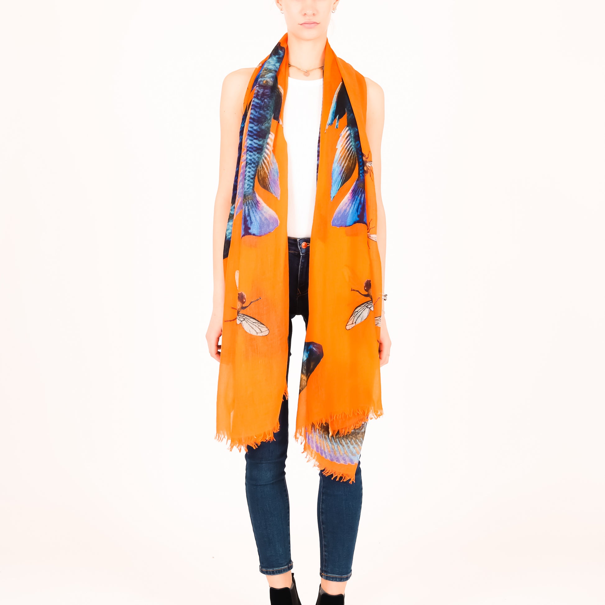 BUTTERFLY & FISH CASHMERE SCARF