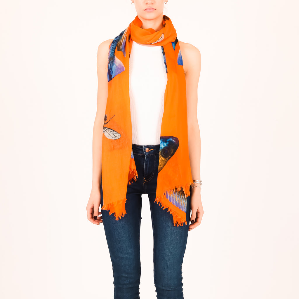 BUTTERFLY & FISH CASHMERE SCARF