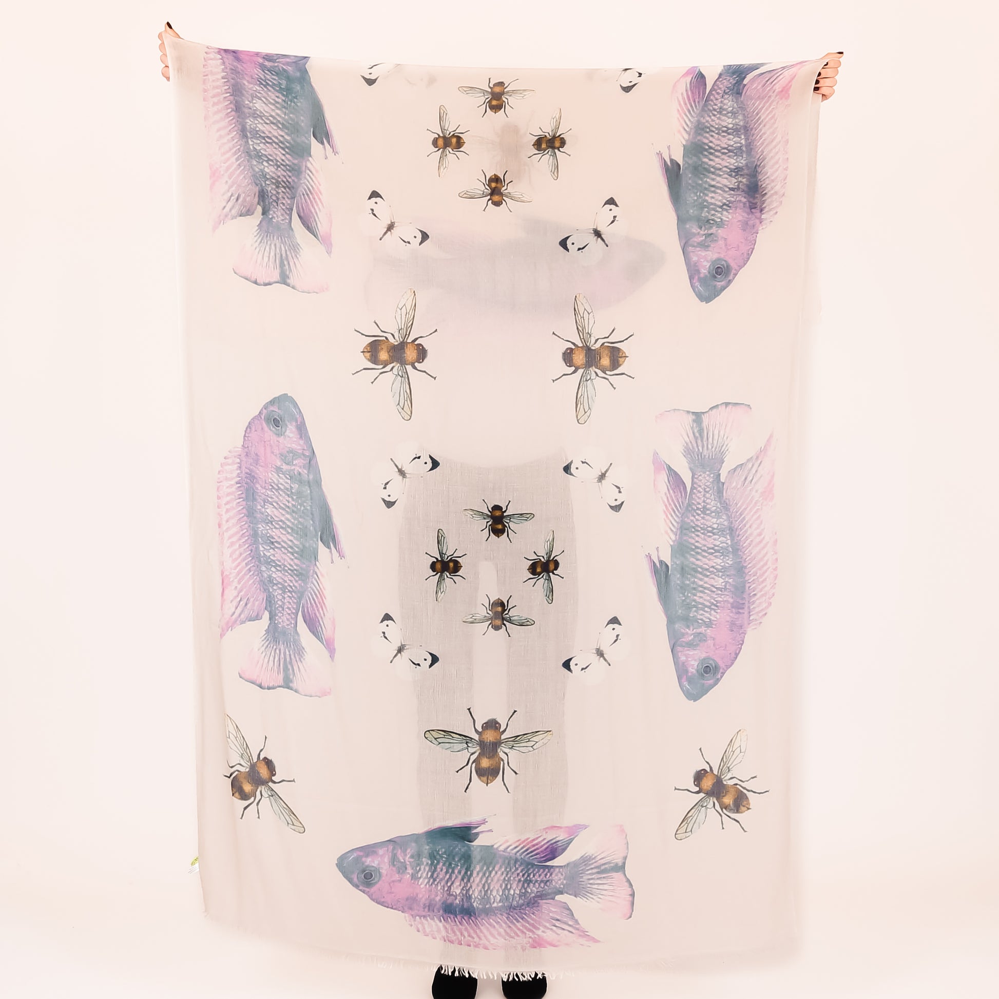 BUTTERFLY & FISH CASHMERE SCARF