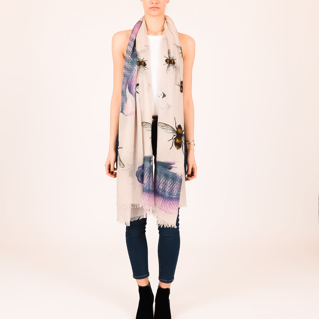 BUTTERFLY & FISH CASHMERE SCARF