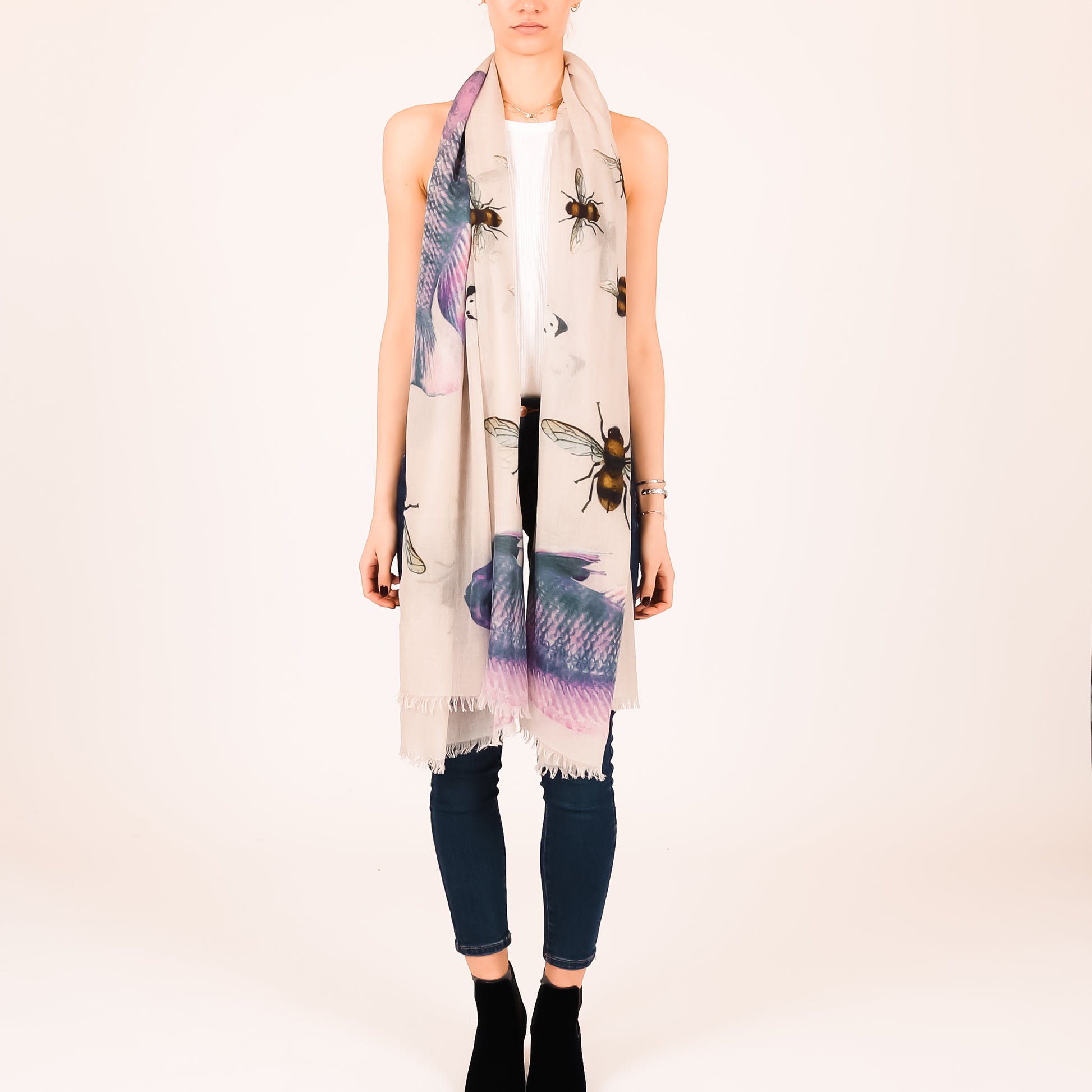 BUTTERFLY & FISH CASHMERE SCARF