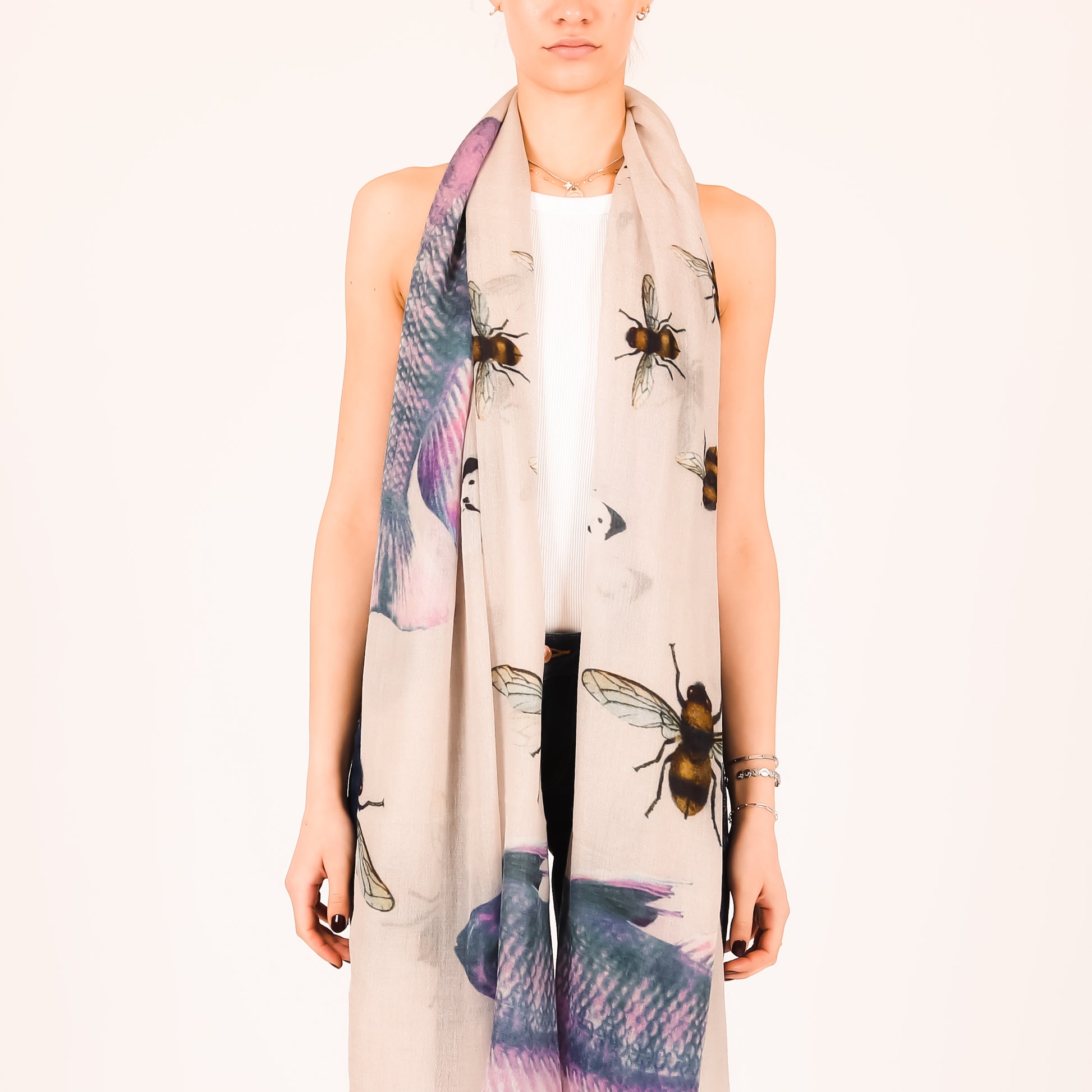 BUTTERFLY & FISH CASHMERE SCARF