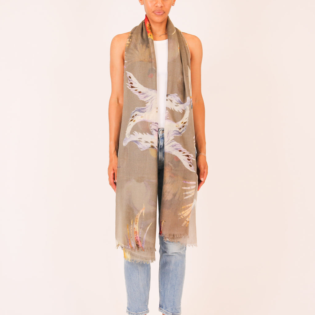 DOGS & BIRDS CASHMERE SCARF