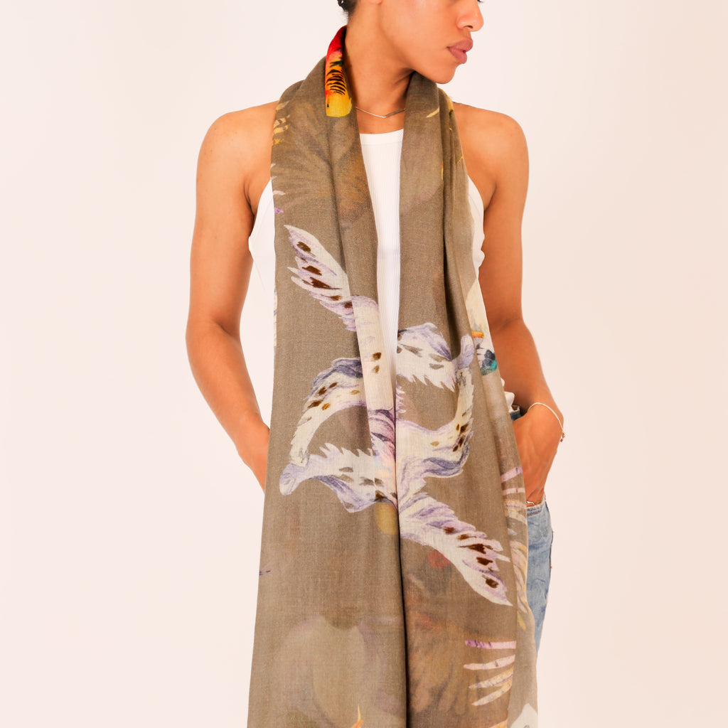 DOGS & BIRDS CASHMERE SCARF