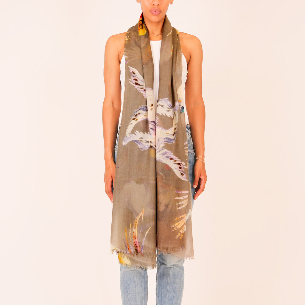 DOGS & BIRDS CASHMERE SCARF