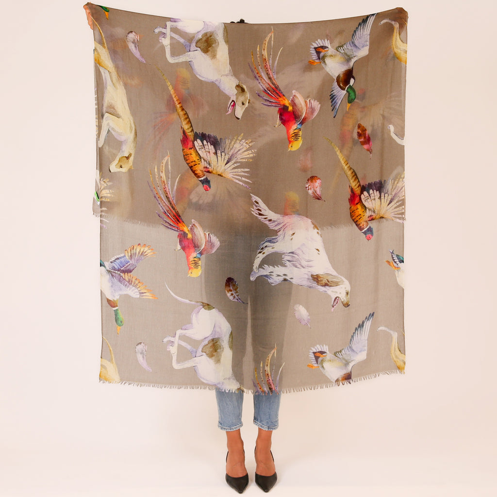DOGS & BIRDS CASHMERE SCARF