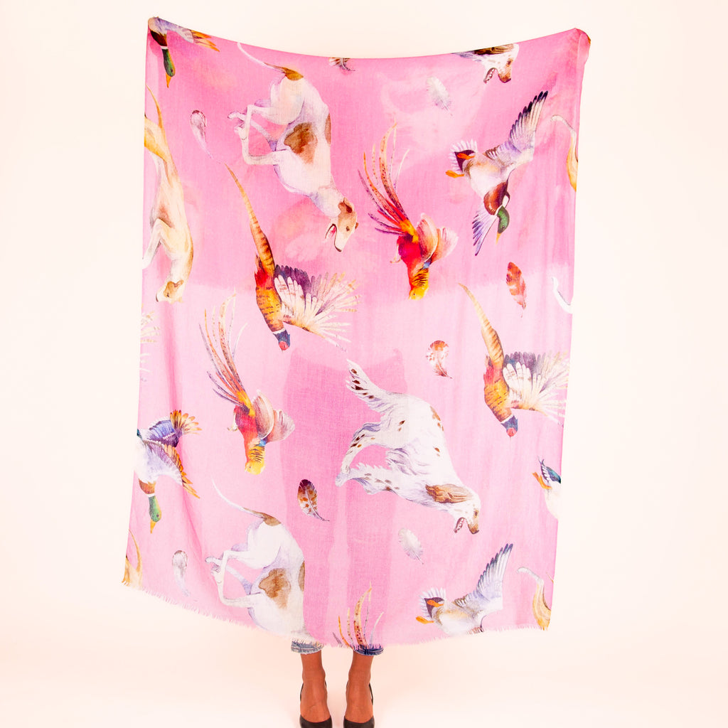DOGS & BIRDS CASHMERE SCARF