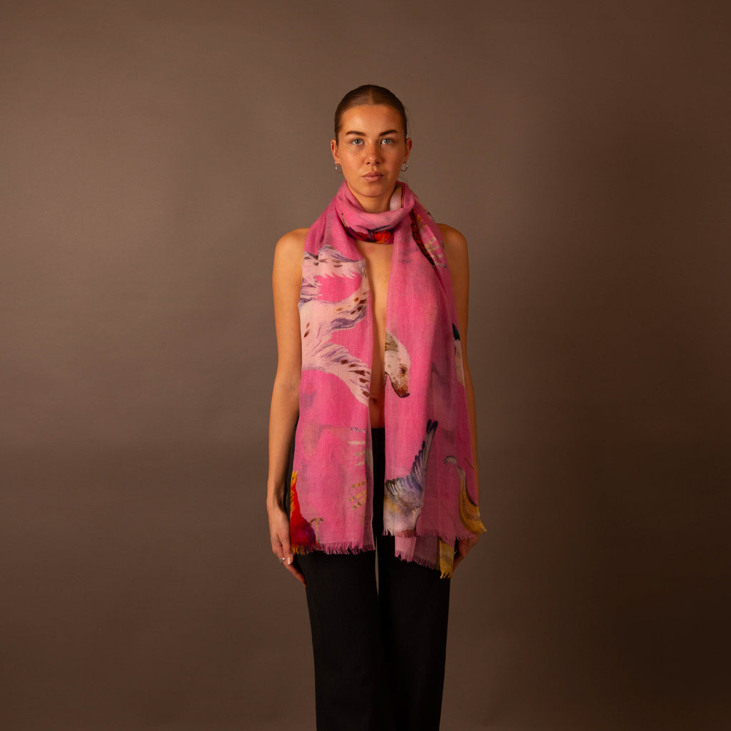 DOGS & BIRDS CASHMERE SCARF