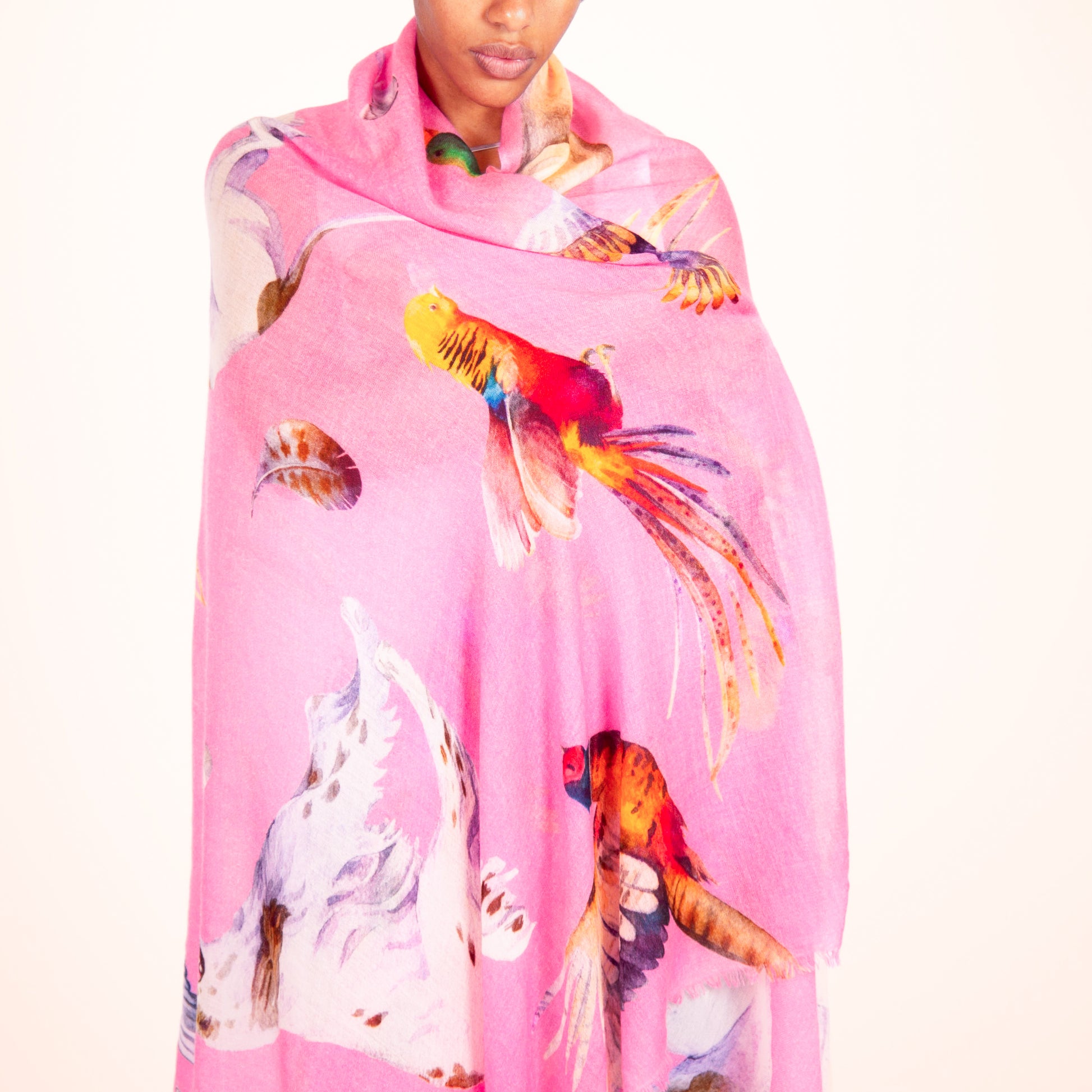 DOGS & BIRDS CASHMERE SCARF