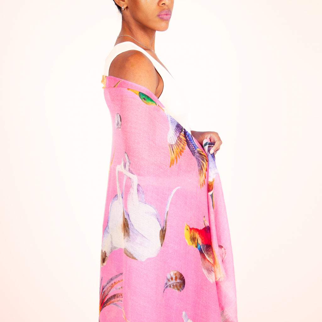 DOGS & BIRDS CASHMERE SCARF