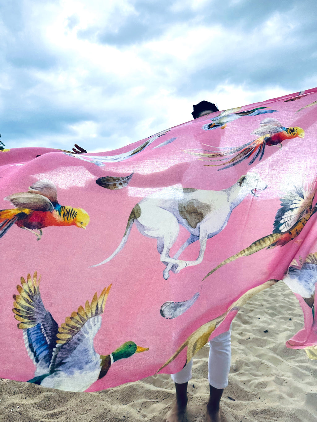 DOGS & BIRDS CASHMERE SCARF
