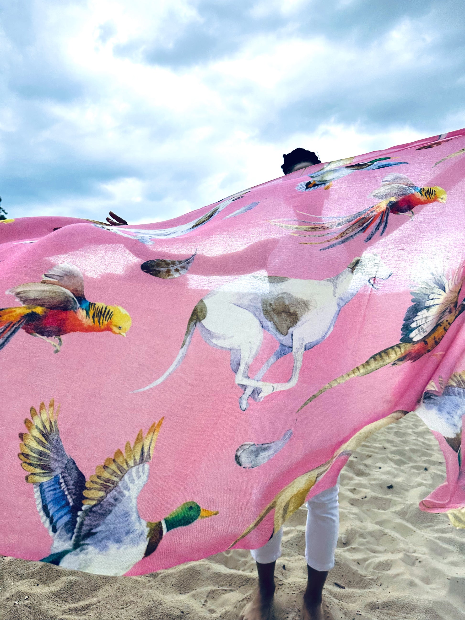 DOGS & BIRDS CASHMERE SCARF