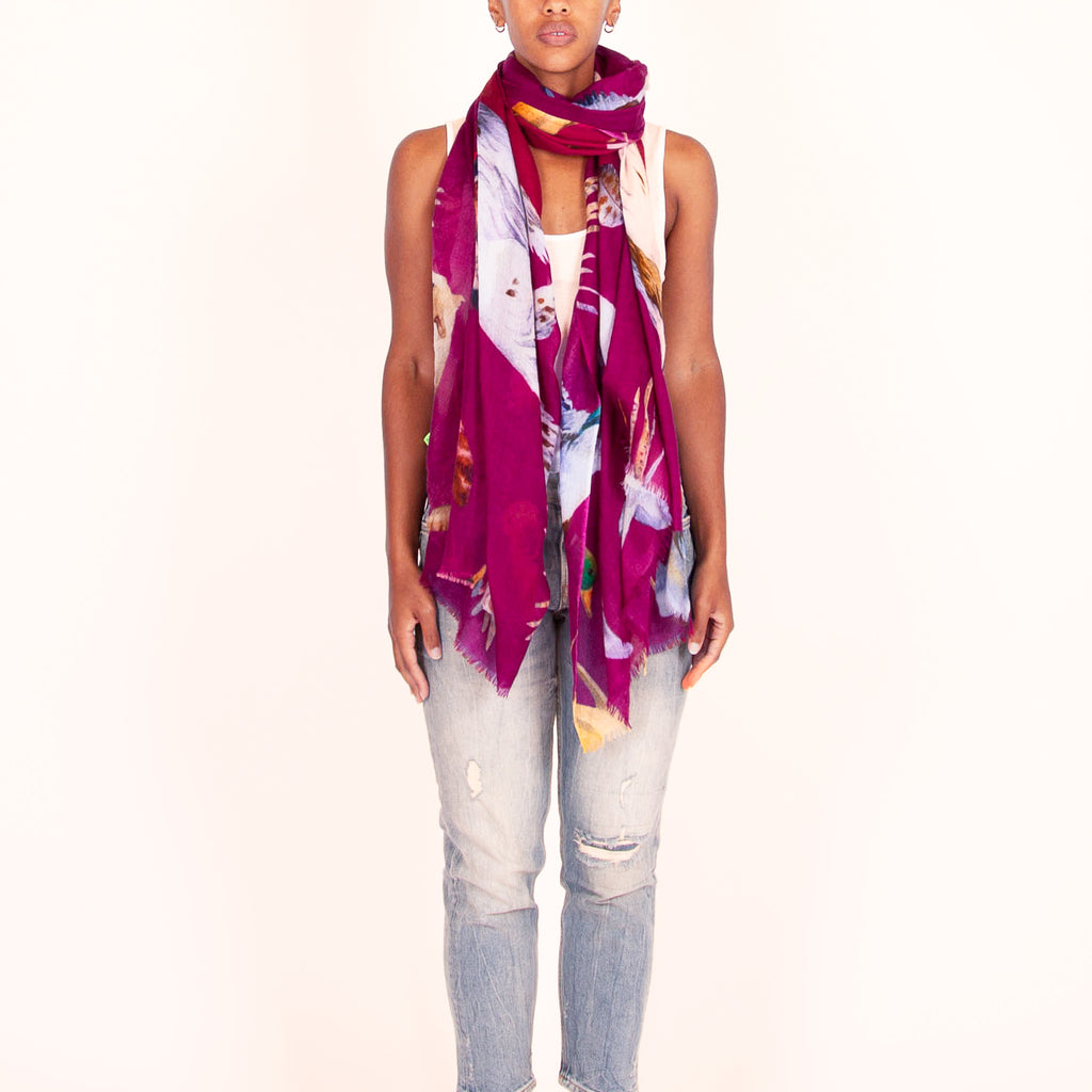 DOGS & BIRDS CASHMERE SCARF