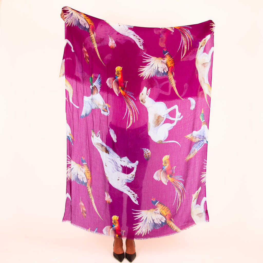 DOGS & BIRDS CASHMERE SCARF