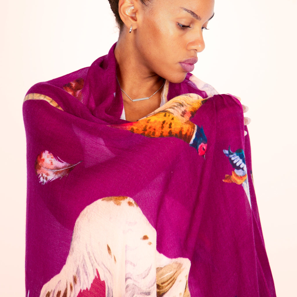 DOGS & BIRDS CASHMERE SCARF