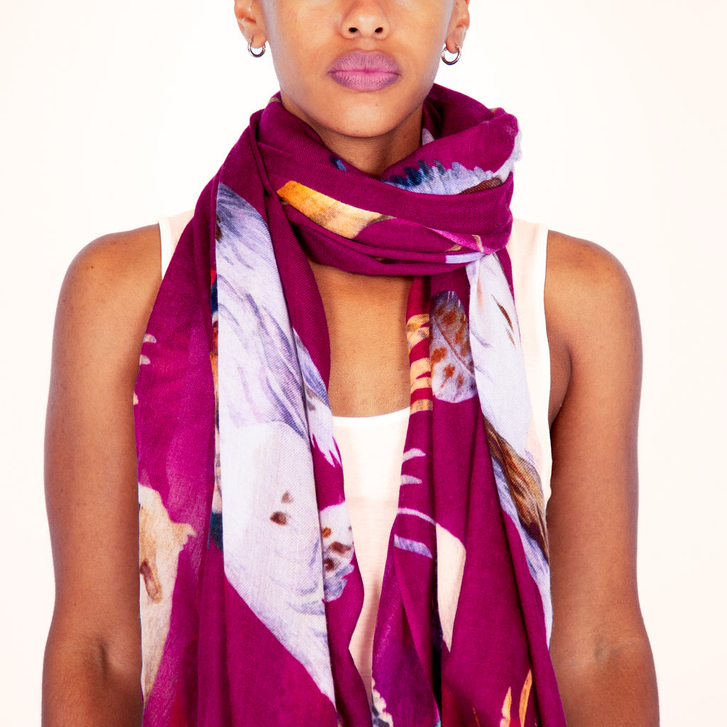 DOGS & BIRDS CASHMERE SCARF