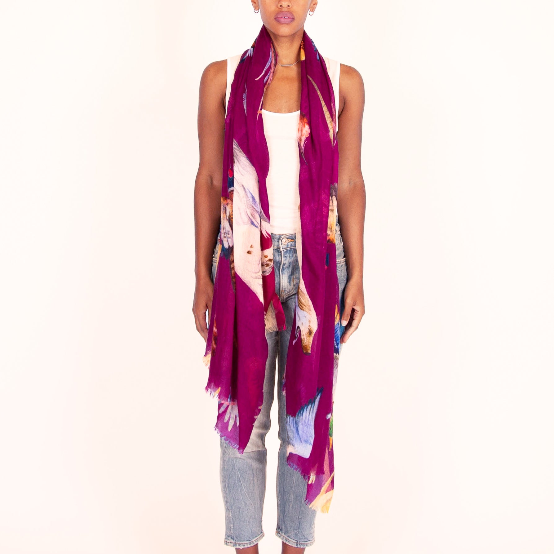 DOGS & BIRDS CASHMERE SCARF