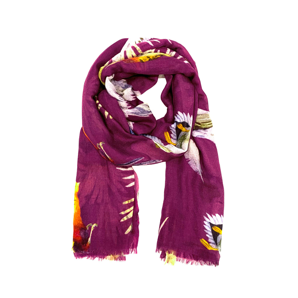 DOGS & BIRDS CASHMERE SCARF