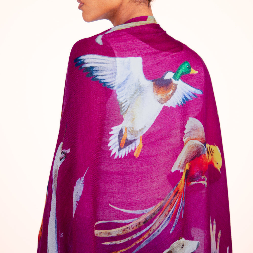 DOGS & BIRDS CASHMERE SCARF