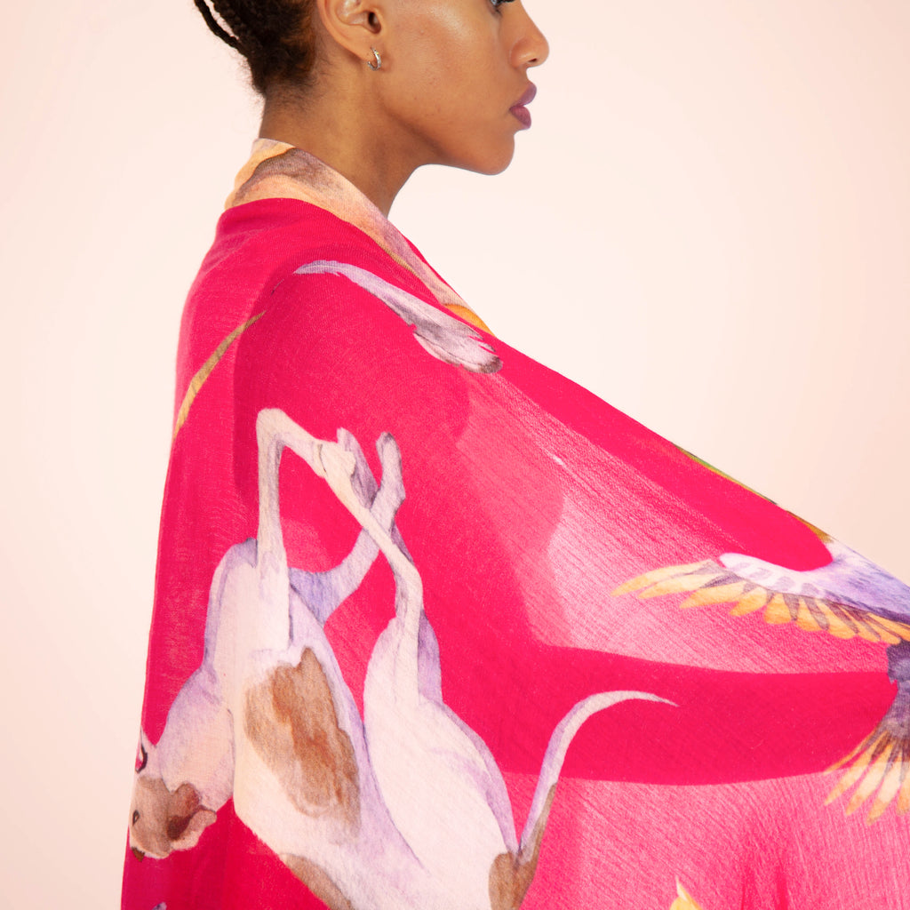 DOGS & BIRDS CASHMERE SCARF