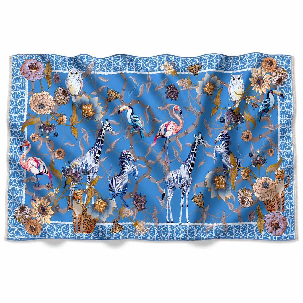 CANOPY CASHMERE SCARF - BLUE