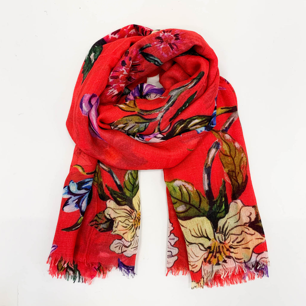 FLORAL CASHMERE SCARF