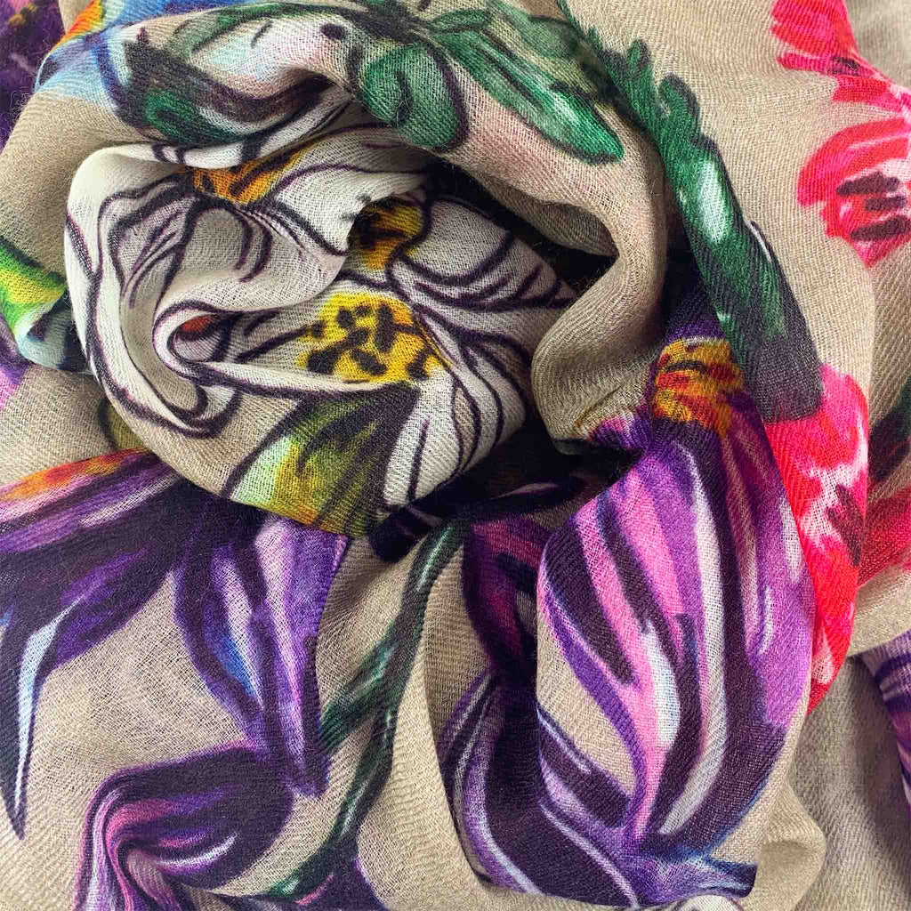 FLORAL CASHMERE SCARF